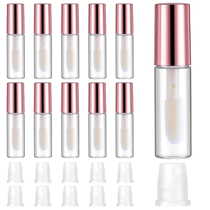 IANFAN 10 Pcs Empty Lip Gloss Tubes, 1.2ml Mini Refillable Lip Balm Bottles with Rubber Insert and Brush Clear Plastic Lip Balm Gloss Containers for Samples Lips Balms Travel Split and DIY Makeup - Image 1