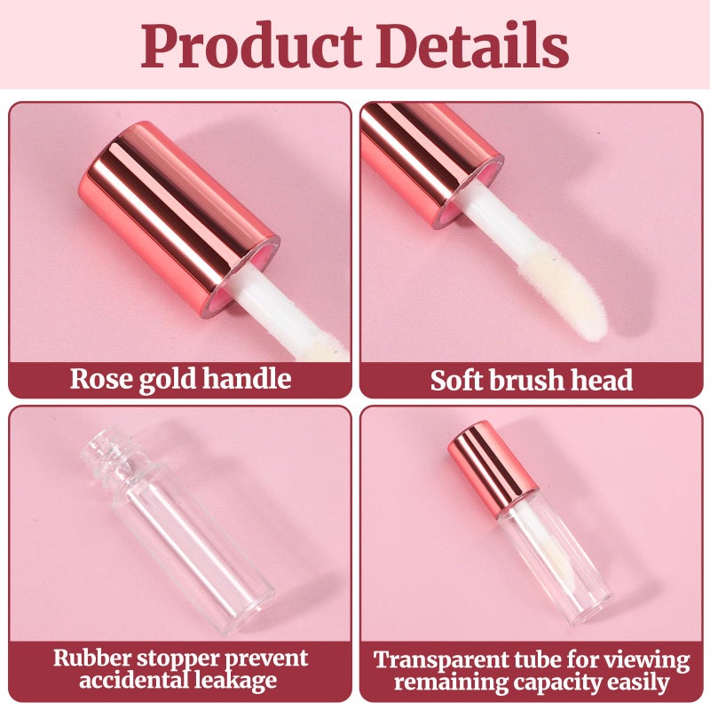 IANFAN 10 Pcs Empty Lip Gloss Tubes, 1.2ml Mini Refillable Lip Balm Bottles with Rubber Insert and Brush Clear Plastic Lip Balm Gloss Containers for Samples Lips Balms Travel Split and DIY Makeup - Image 3