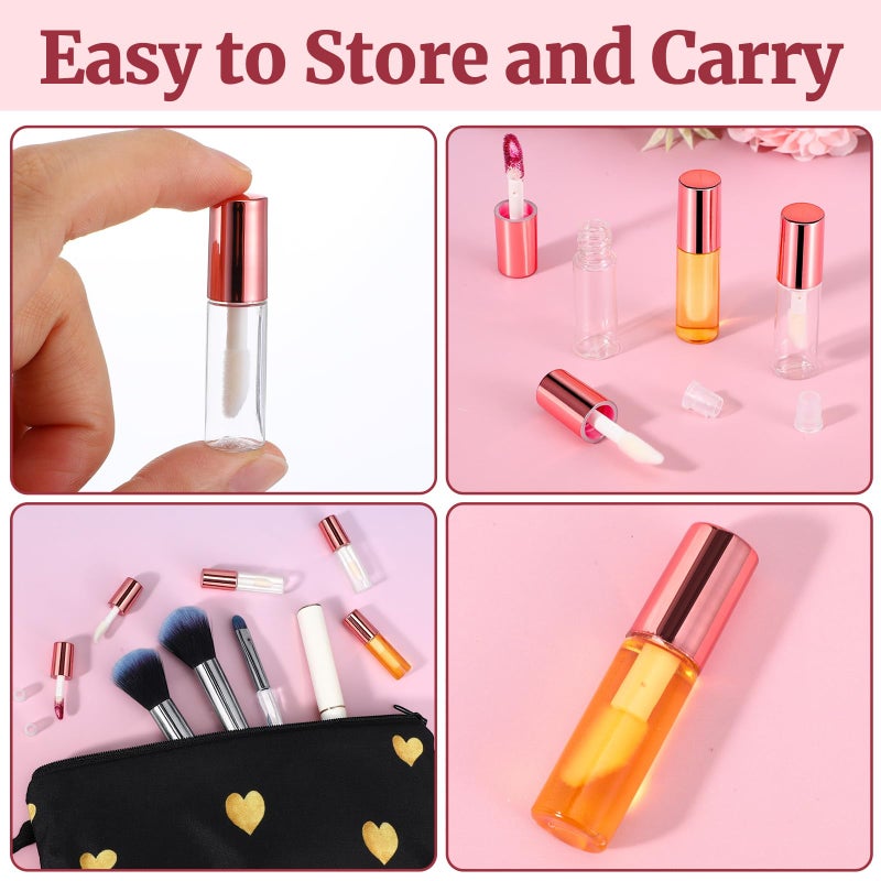 IANFAN 10 Pcs Empty Lip Gloss Tubes, 1.2ml Mini Refillable Lip Balm Bottles with Rubber Insert and Brush Clear Plastic Lip Balm Gloss Containers for Samples Lips Balms Travel Split and DIY Makeup - Image 5