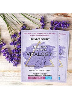VITALOGY Foot Peel Mask for Dead Skin Removal 2 Pairs | Exfoliating Foot Mask Peeling Feet Mask | Foot Hydrating Sock Pedicure Essential | Make Your Feet Baby Soft Repair Rough Heels Lavender (2 Pairs)  - Image 5