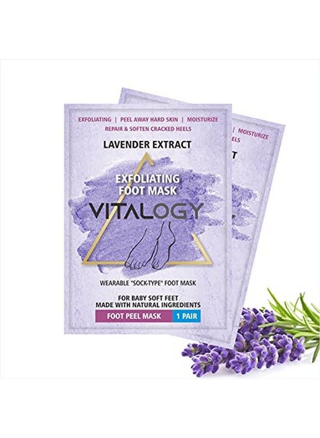 VITALOGY - Foot Peel Mask for Dead Skin Removal 2 Pairs | Exfoliating Foot Mask Peeling Feet Mask | Foot Hydrating Sock Pedicure Essential | Make Your Feet Baby Soft Repair Rough Heels Lavender (2 Pairs) - Image 1
