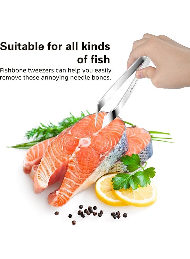 Lemon 4 Pack Fish Bone Tweezers, Stainless Steel Flat & Slant Tip Pliers with Non-Slip Grip for Deboning Salmon, Bass and Catfish - Image 4