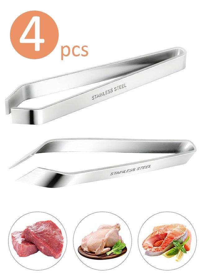 Lemon 4 Pack Fish Bone Tweezers, Stainless Steel Flat & Slant Tip Pliers with Non-Slip Grip for Deboning Salmon, Bass and Catfish - Image 1