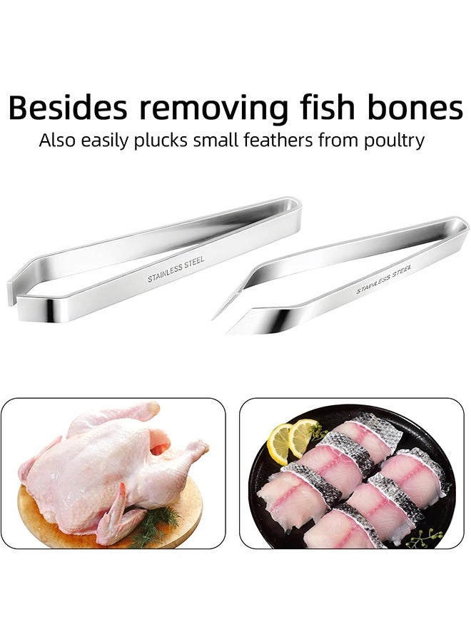 Lemon 4 Pack Fish Bone Tweezers, Stainless Steel Flat & Slant Tip Pliers with Non-Slip Grip for Deboning Salmon, Bass and Catfish - Image 2