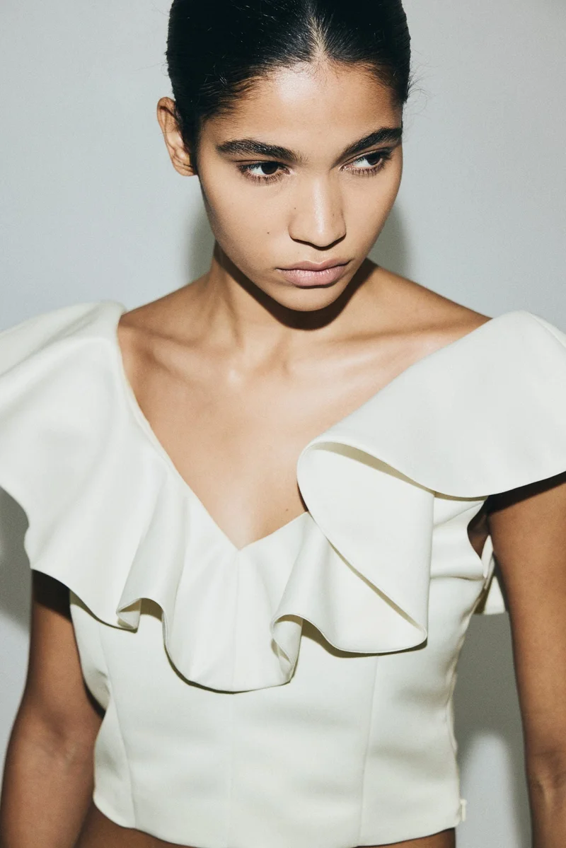 H&M Flounce-trimmed V-neck top