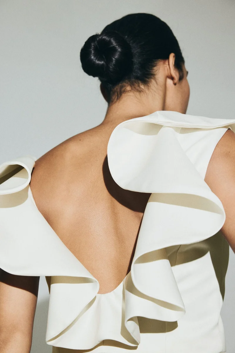 H&M Flounce-trimmed V-neck top