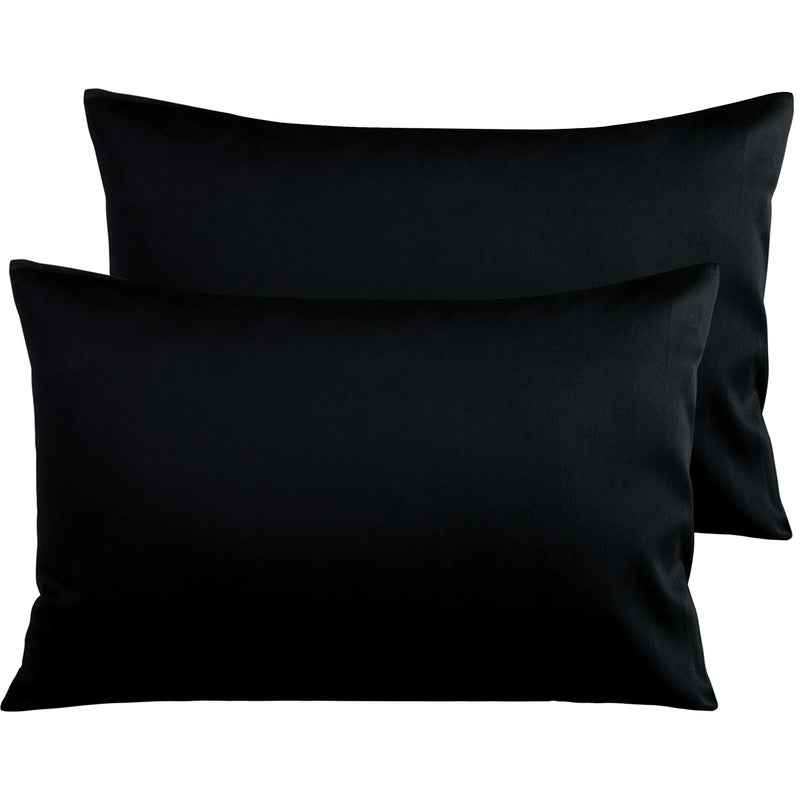 NTBAY Egyptian Cotton Queen Pillowcases  Set of 2 500 Thread Count Cotton Pillowcases  Soft and Breathable Envelope Closure Pillow Cases  20x30 Pillow Covers for Bed Black