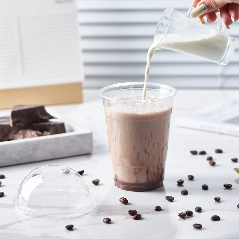 FULING [100 Sets-16 oz.] Plastic Cups With Dome Straw Slot Lids PET Crystal Clear Disposable Togo Cup BPA Free For Party Ice Cold Drinks Coffee Tea Parfait Dessert Smoothie Bubble Boba Fruit Milkshake Slush - Image 4