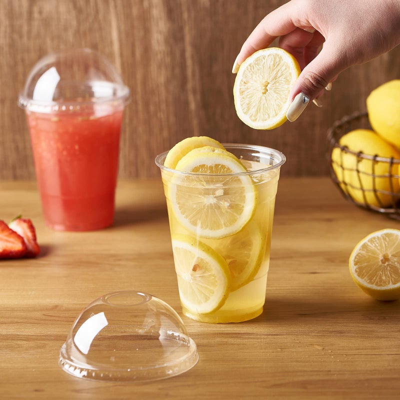 FULING [100 Sets-16 oz.] Plastic Cups With Dome Straw Slot Lids PET Crystal Clear Disposable Togo Cup BPA Free For Party Ice Cold Drinks Coffee Tea Parfait Dessert Smoothie Bubble Boba Fruit Milkshake Slush - Image 3
