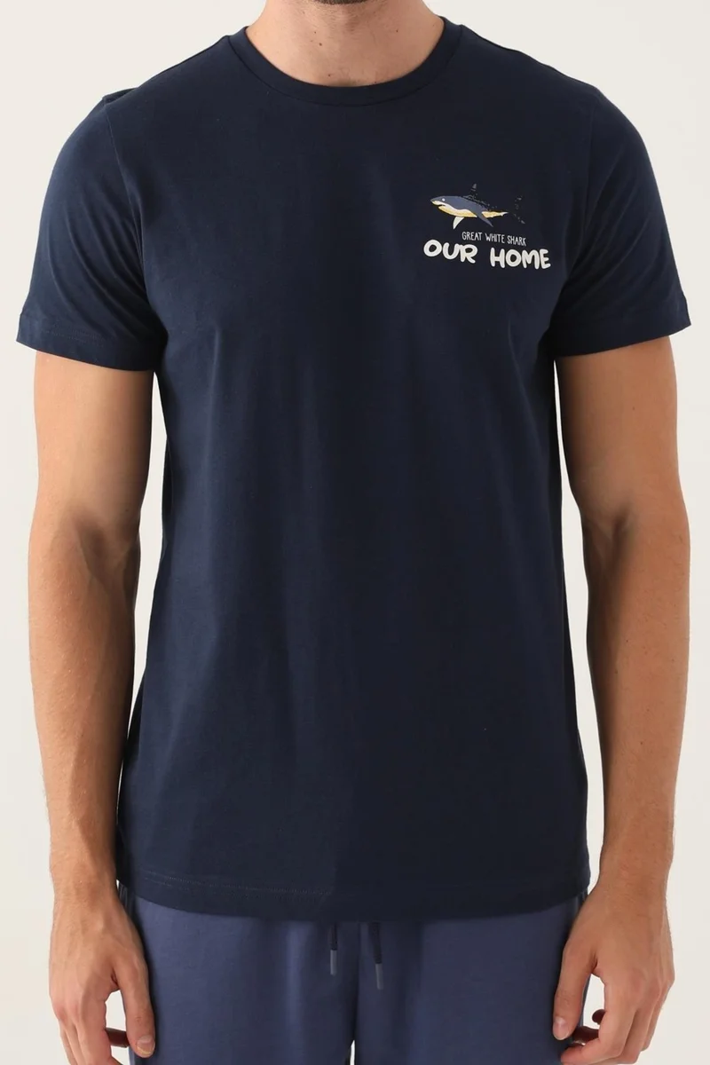 Arnetta Navy Blue Father and Son T-Shirt and Bermuda Shorts Set, Cotton, (Price Separately)