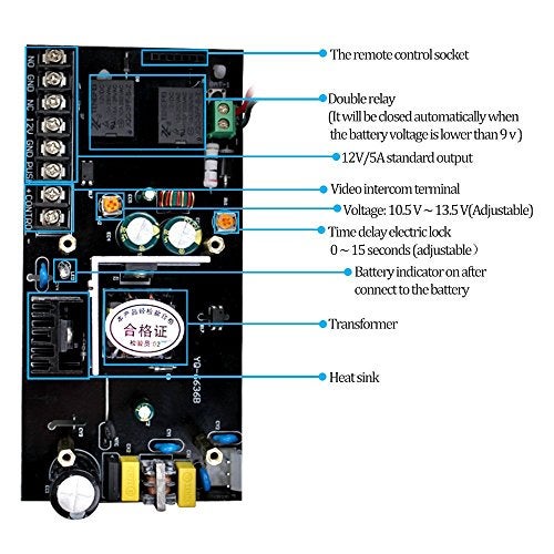 LIBO Smart Home AC90V/260V 5A Access Control Power Supply Box DC12V UPS Backup Battery for All Kinds of Electric Door Lock with Time Delay - Image 5