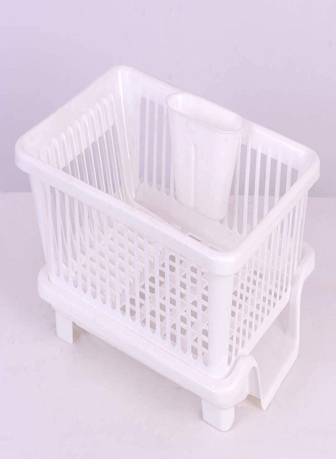 Birdwing Drainer Basket-White Durable Kitchen Sink Dish Rack Drainer, Drying Rack Design 1 Washing Basket with Tray for Kitchen, Dish Rack Organizers - Image 4