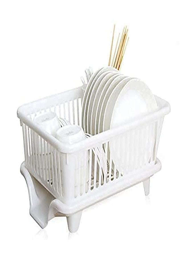 Birdwing Drainer Basket-White Durable Kitchen Sink Dish Rack Drainer, Drying Rack Design 1 Washing Basket with Tray for Kitchen, Dish Rack Organizers - Image 2