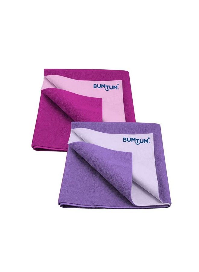Bumtum Baby Dry Sheet Waterproof Soft Fleece Baby Bed Protector ; Antibacterial & Odour Free ; Extra Absorbant Reuseable & Washable (Grape + Lilac Combo Medium Size 100 * 70Cm Pack Of 2) - Image 1