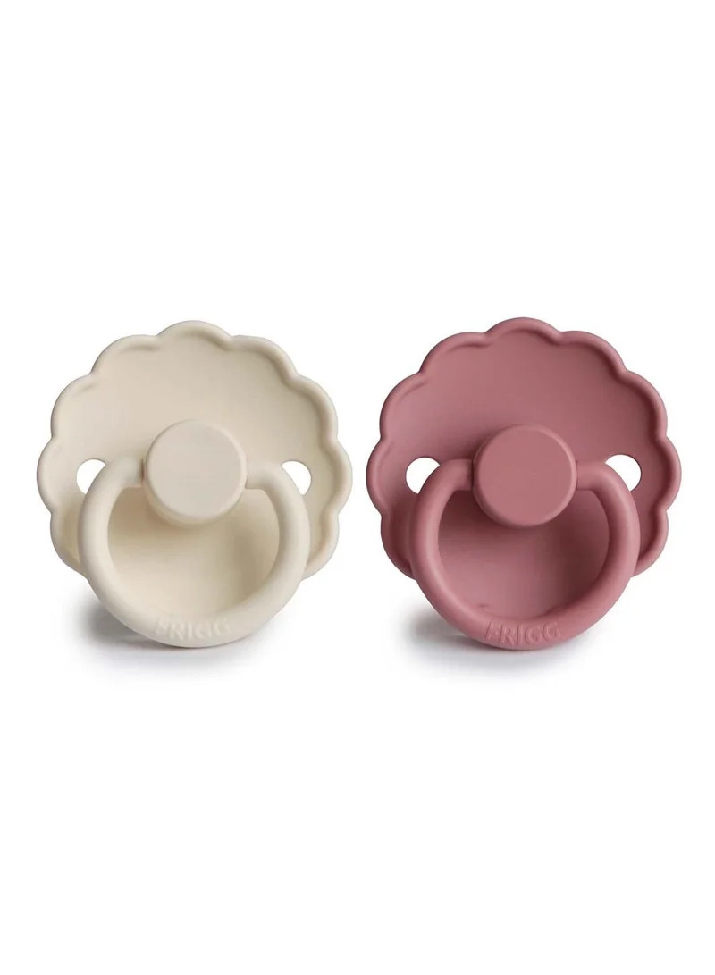 FRIGG Daisy Silicone Baby  Pacifier 6-18M  2-Pack Cream/Dusty Rose - S2