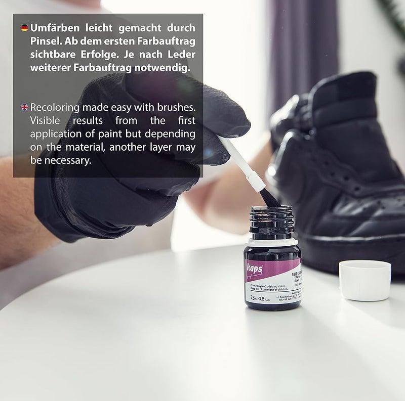 Kaps Dye Paint For Leather Shoes And Bags With Sponge And Brush, Kaps Super Color, 70 Colours (111 - Bordeaux) - Image 5