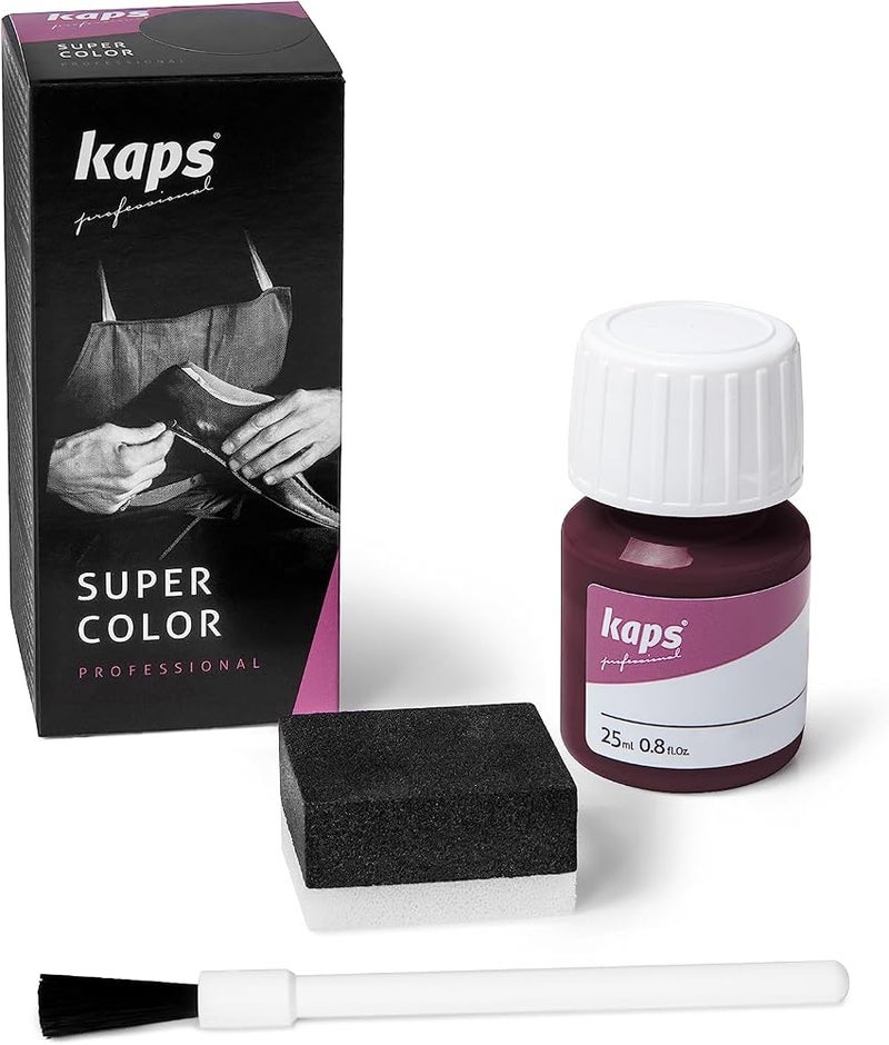 Kaps Dye Paint For Leather Shoes And Bags With Sponge And Brush, Kaps Super Color, 70 Colours (111 - Bordeaux) - Image 1