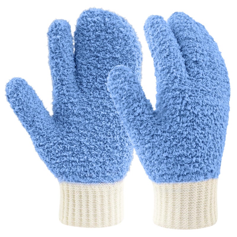 MIG4U Microfiber Dusting Gloves House Cleaning Glove for Blinds Windows Shutters Furniture and Car Reusable LintFree Blue 1 Pair SM