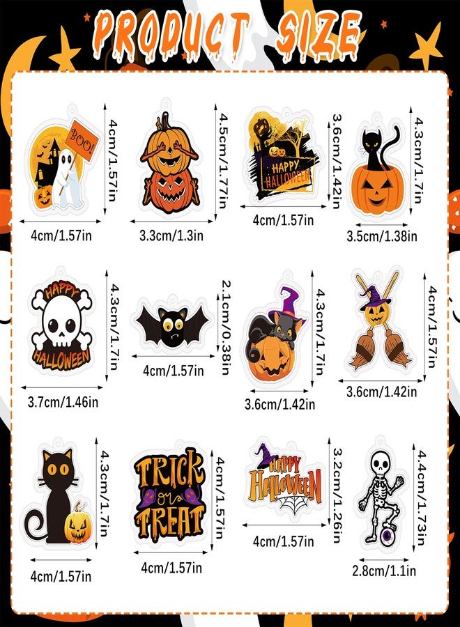 Kigeli 60 Pcs Halloween Keychain Party Favors Horror Keychain Bulk Ghost Bat Cat Pumpkin Skeletons Keychain Halloween Hanging Key Ring Accessories for Kids Adults Halloween Party Gift - Image 3