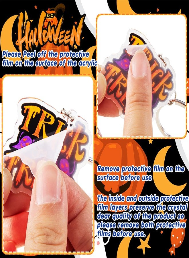 Kigeli 60 Pcs Halloween Keychain Party Favors Horror Keychain Bulk Ghost Bat Cat Pumpkin Skeletons Keychain Halloween Hanging Key Ring Accessories for Kids Adults Halloween Party Gift - Image 2