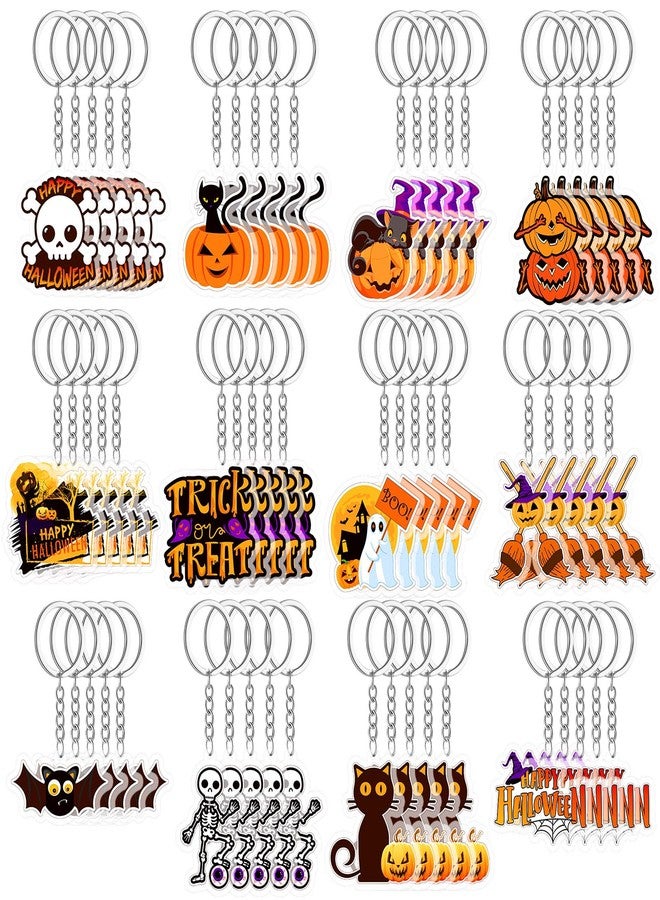 Kigeli 60 Pcs Halloween Keychain Party Favors Horror Keychain Bulk Ghost Bat Cat Pumpkin Skeletons Keychain Halloween Hanging Key Ring Accessories for Kids Adults Halloween Party Gift - Image 1