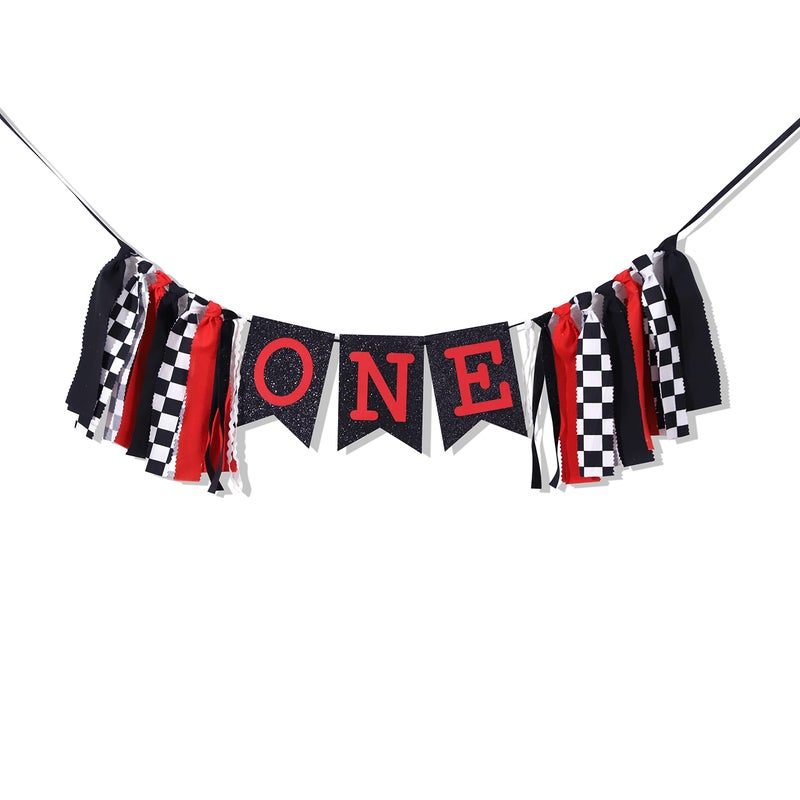 Felix Racing High Chair Banner Racing First1st Birthday Party DecorationsRace Car First1st High Chair BannerCheckered Flag Racing Birthday Decorations - Image 2