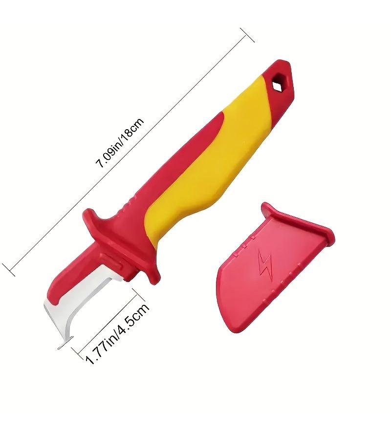 Insulated Electrician Knife Curved Blade Multi Purpose Wire Stripper Cable Cutter Hook Tool - Image 5