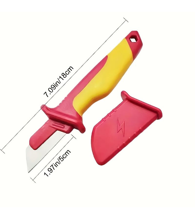 Insulated Electrician Knife Curved Blade Multi Purpose Wire Stripper Cable Cutter Hook Tool - Image 4
