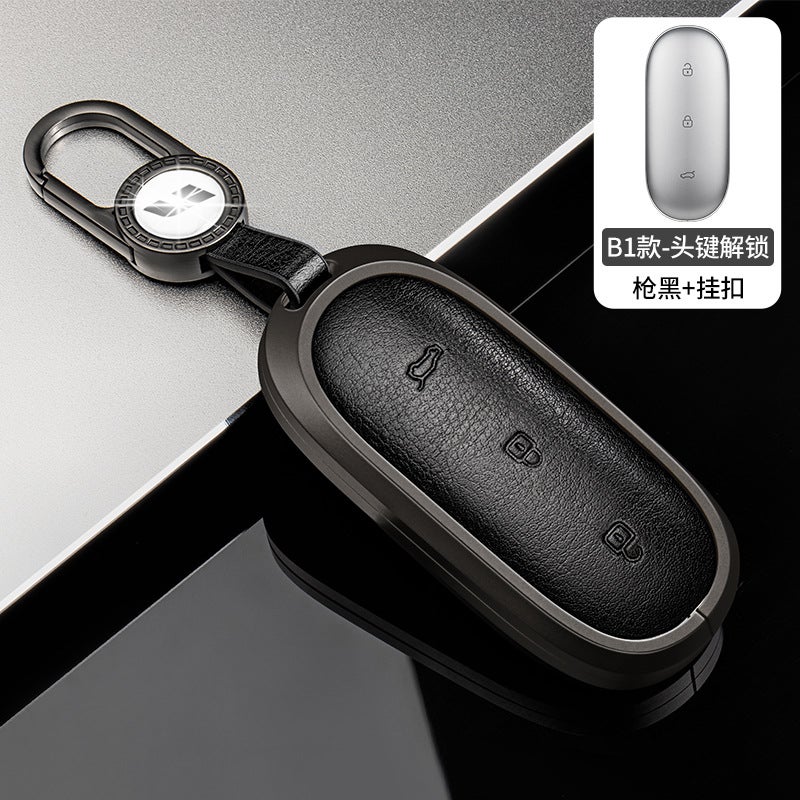 Suitable For Ideal One Key Case L9 Max Ideal L8L7 Car Key Case Buckle New Aluminum Alloy Leather Case - Image 1
