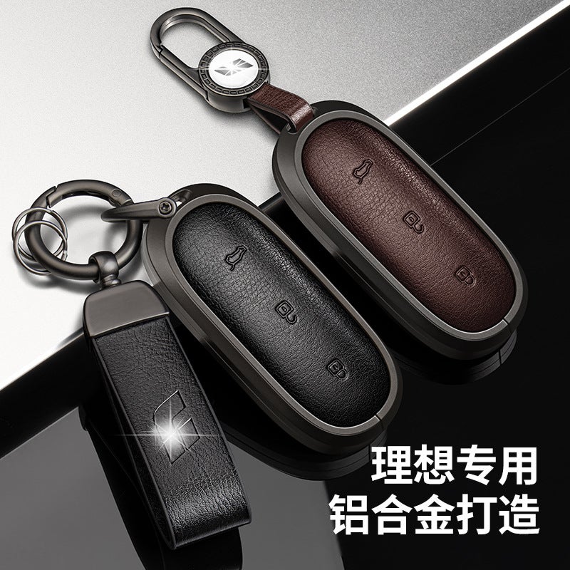 Suitable For Ideal One Key Case L9 Max Ideal L8L7 Car Key Case Buckle New Aluminum Alloy Leather Case - Image 2