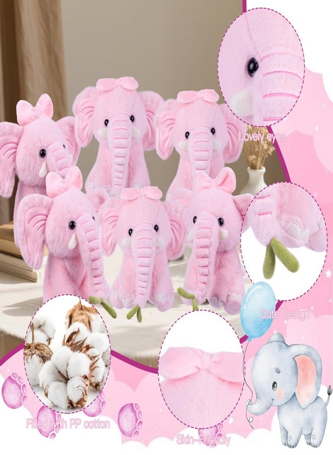 ARELUX 6-Pack Pink Elephant Stuffed Animals Bulk - 10 Inch Elephant Plush Sets of Party Favor Set, Soft Stuffed Toys with Glitter Ears for Gender Reveal Birthday Shower, Carnival Prizes, School Rewards - Image 3
