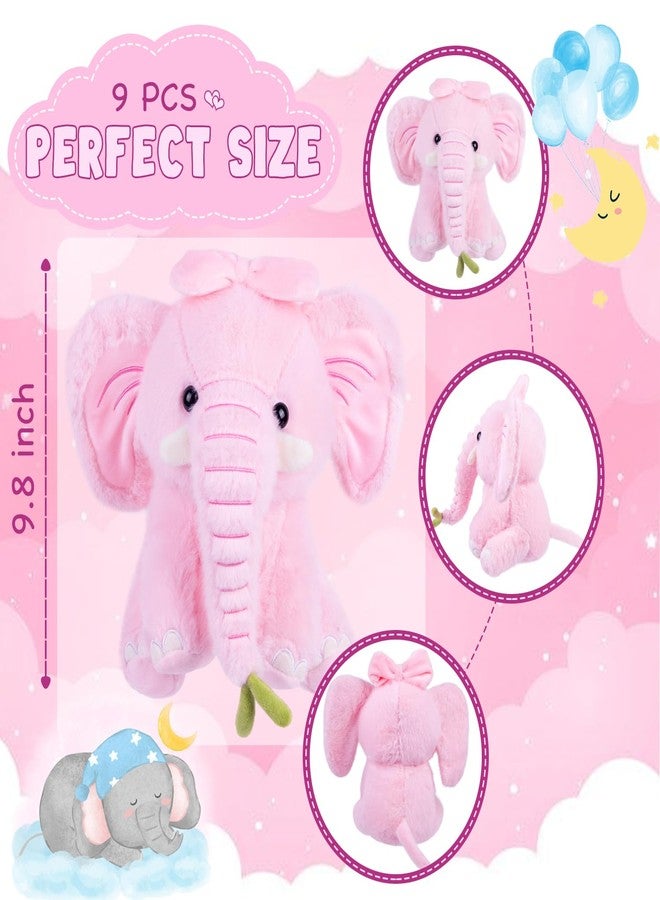 ARELUX 6-Pack Pink Elephant Stuffed Animals Bulk - 10 Inch Elephant Plush Sets of Party Favor Set, Soft Stuffed Toys with Glitter Ears for Gender Reveal Birthday Shower, Carnival Prizes, School Rewards - Image 4