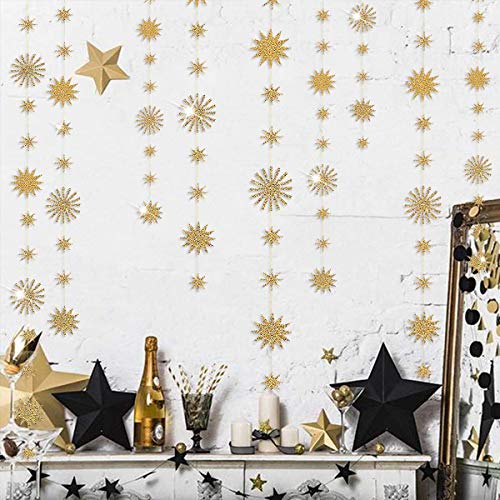 pinkblume Gold Star Party Decorations Kit Sparking Twinkle Star Garland Glitter Paper Streamer Banner for Birthday Wedding Bridal Baby Shower Nursery Kids Room Holiday Showcase Decorations Supplies - Image 4