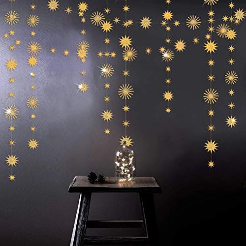 pinkblume Gold Star Party Decorations Kit Sparking Twinkle Star Garland Glitter Paper Streamer Banner for Birthday Wedding Bridal Baby Shower Nursery Kids Room Holiday Showcase Decorations Supplies - Image 1