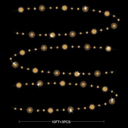 pinkblume Gold Star Party Decorations Kit Sparking Twinkle Star Garland Glitter Paper Streamer Banner for Birthday Wedding Bridal Baby Shower Nursery Kids Room Holiday Showcase Decorations Supplies - Image 2