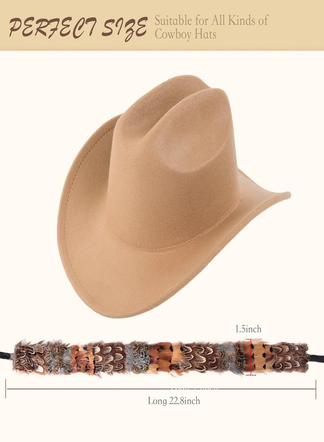 Meudid Feather Hat Band for Men Women - Feather Cowboy Western Hat Bands with Adjustable Strap Rustic Modern Design Fits All Cowboy Western Hats - One Size Brown - Image 4