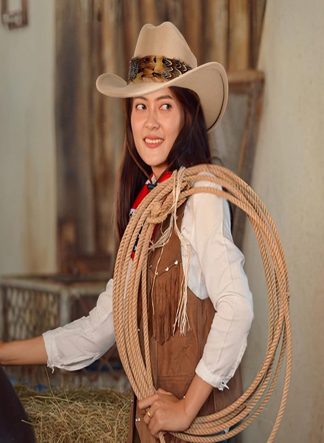 Meudid Feather Hat Band for Men Women - Feather Cowboy Western Hat Bands with Adjustable Strap Rustic Modern Design Fits All Cowboy Western Hats - One Size Brown - Image 5