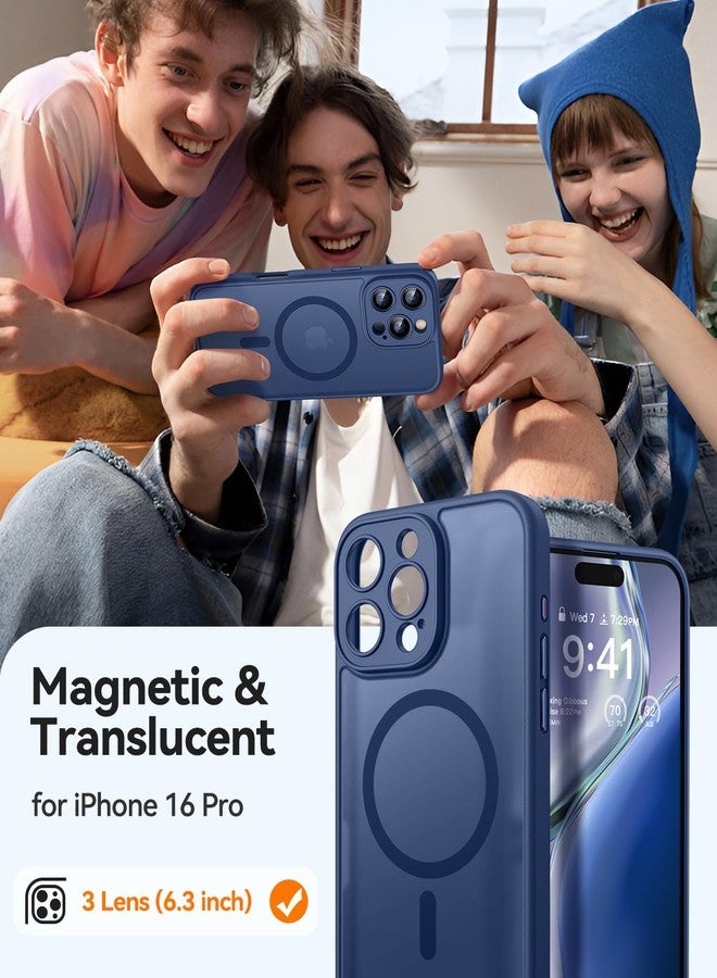 كانشن جراب CANSHN المغناطيسي المتوافق مع iPhone 16 Pro، مُطوّر [حماية كاملة للكاميرا] [متوافق مع Magsafe] [شفاف غير لامع] غطاء حماية مقاوم للصدمات للهاتف 6.3 بوصة - أزرق داكن - Image 2