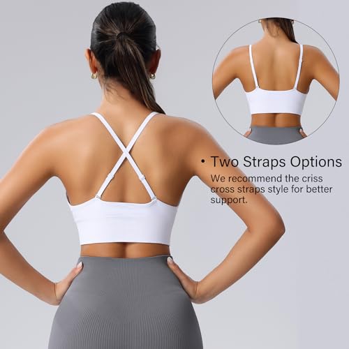 Evercute Women's Sports Bras Adjustable Deep V Neck Bras Wireless Spaghetti Strap Criss Cross Padded Seamless Low Support Sexy Everyday Bras - Image 4
