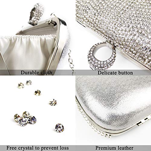 Zebrum Womens Evening Clutch Bag Designer Evening Handbag Hand Bag,Lady Party Wedding Clutch Purse (Rhinestone Tassel-Silver-Big size) - Image 5
