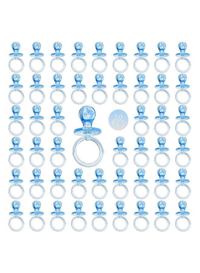 ZYFLSQ 50 Pieces 2.75 Inch Baby Pacifier Baby Shower Plastic Pacifier for Baby Shower Pacifier, Baby Shower Gender Show Party Decoration DIY Baby Shower Birthday Party Gift (Blue) - Image 1