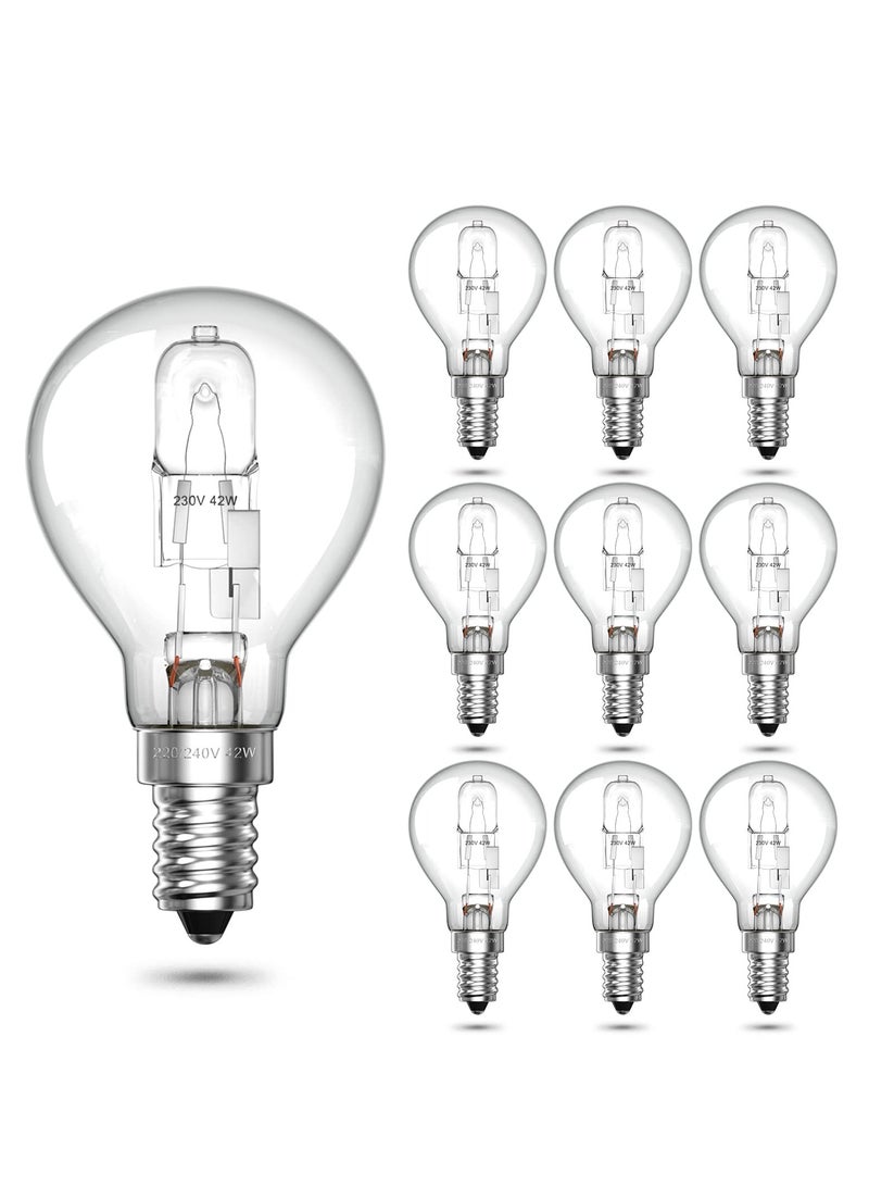Zikra E14 Halogen Golf Ball Bulb Dimmable, 42W G45 Small Edison Screw Globe Light Bulb 240V Classic Mini Globes Clear Round Light Bulbs Warm White 2700K (10-Pack ) - Image 1
