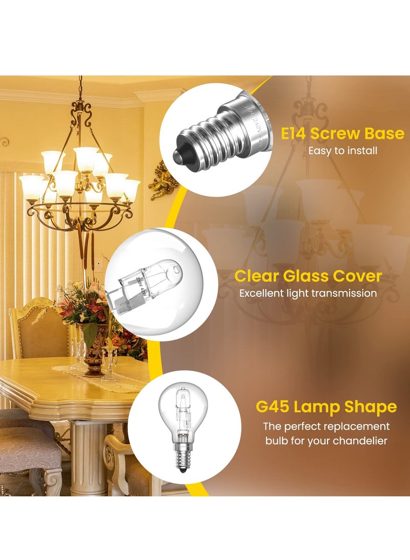 Zikra E14 Halogen Golf Ball Bulb Dimmable, 42W G45 Small Edison Screw Globe Light Bulb 240V Classic Mini Globes Clear Round Light Bulbs Warm White 2700K (10-Pack ) - Image 3
