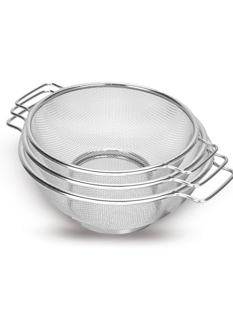 Majestic Stainless Steel Mesh Strainer, Durable, Fine Mesh Colanders with Sturdy Handles for Sifting, Rinsing, Straining, and Steaming  – Ideal for Cooking and Baking