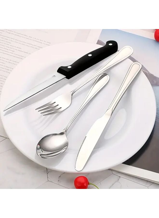 48 Piece Silvery Stainless Steel Flatware Set With Steak Knives Dishwasher Safe - Image 2