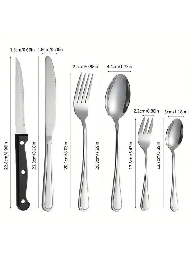 48 Piece Silvery Stainless Steel Flatware Set With Steak Knives Dishwasher Safe - Image 3