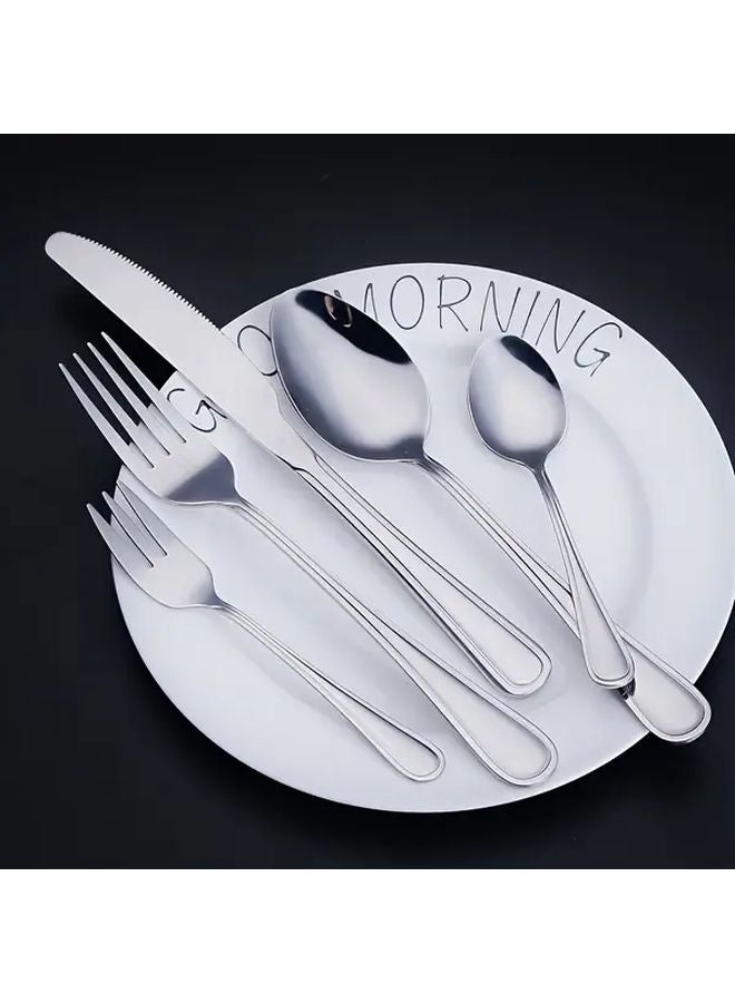 48 Piece Silvery Stainless Steel Flatware Set With Steak Knives Dishwasher Safe - Image 4