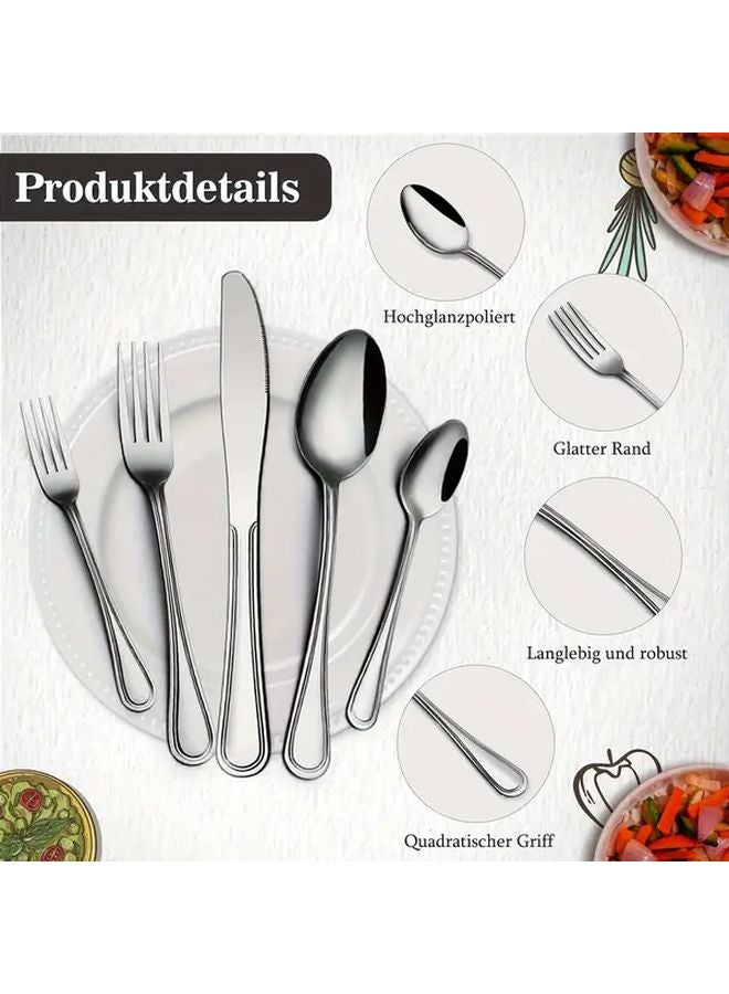 48 Piece Silvery Stainless Steel Flatware Set With Steak Knives Dishwasher Safe - Image 5
