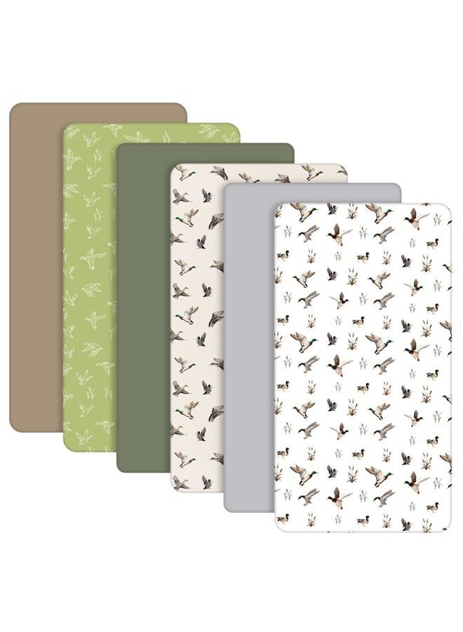 EUBUY 6PCS Mallard Duck Crib Sheets for Baby, Lightweight and Breathable Reusable Crib Toddler Bed Sheet for Standard Mattress Gift Set - Image 1