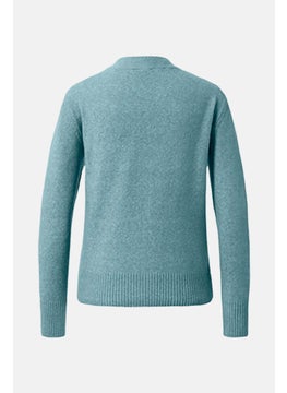 Tchibo Women V Neck Long Sleeve Textured Cardigan, Blue  - Image 3
